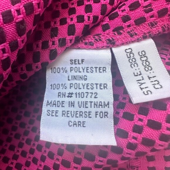 Vintage En french Pink & Black Checkered Textured Jacket Plus Size 18 - Picture 5 of 9